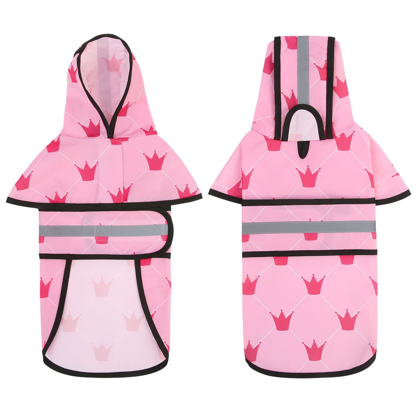 Hde Dog Raincoat Hooded Slicker Poncho For Small To X-Large Dogs And Puppies Princess - S