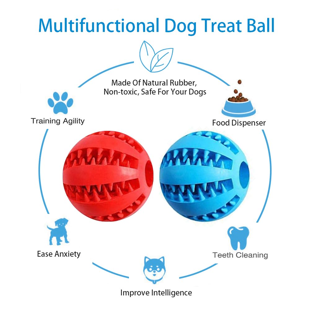 Feixun Dog Treat Toy Ball, Dog Tooth Cleaning Toy, Interactive Dog Toys 2.8'' Pack of 2