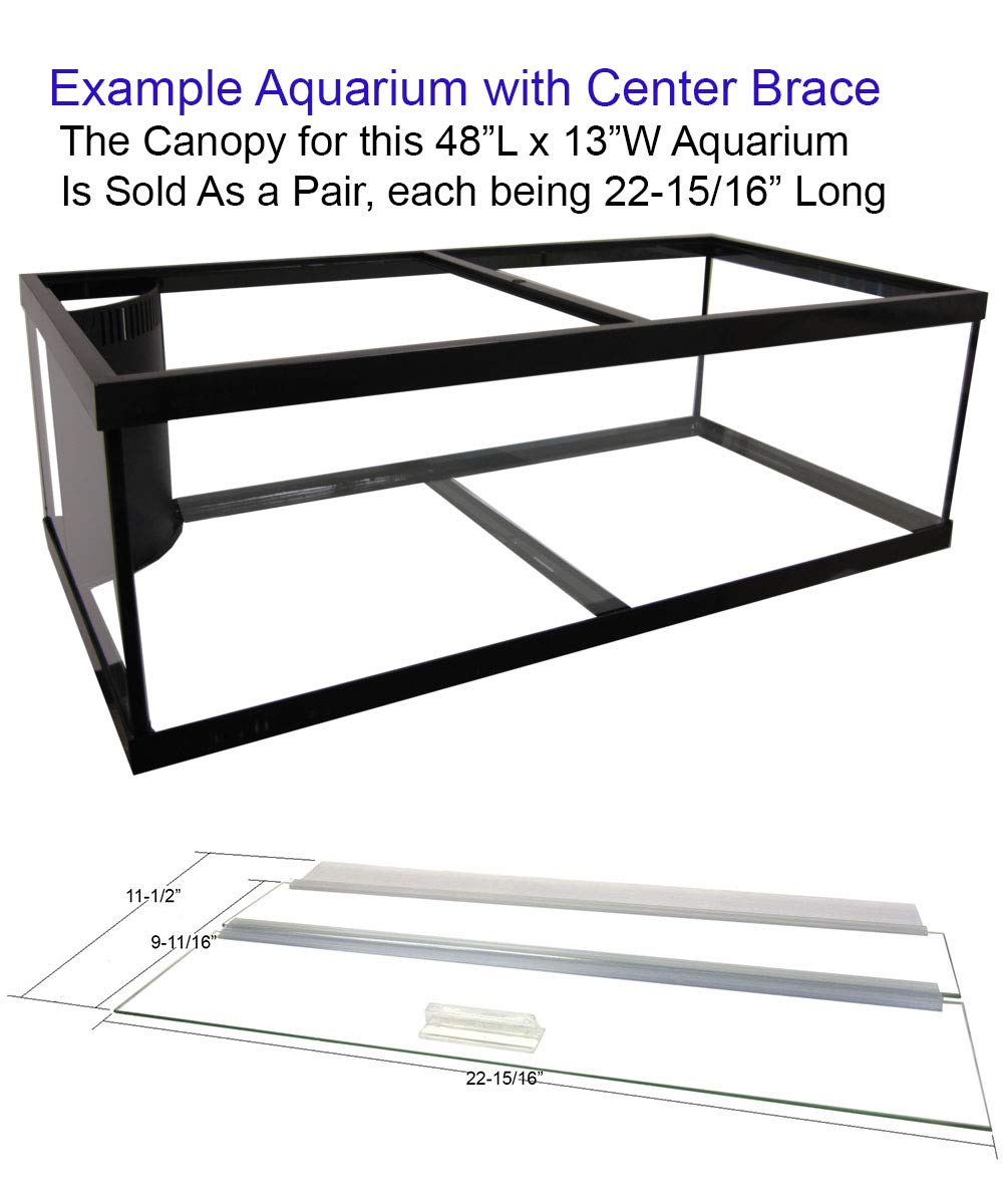 Blue Spotted Glass Canopy Two Piece Set for Aquariums, 48"L x 13"W, Clear, Model AM34813, with Center Brace