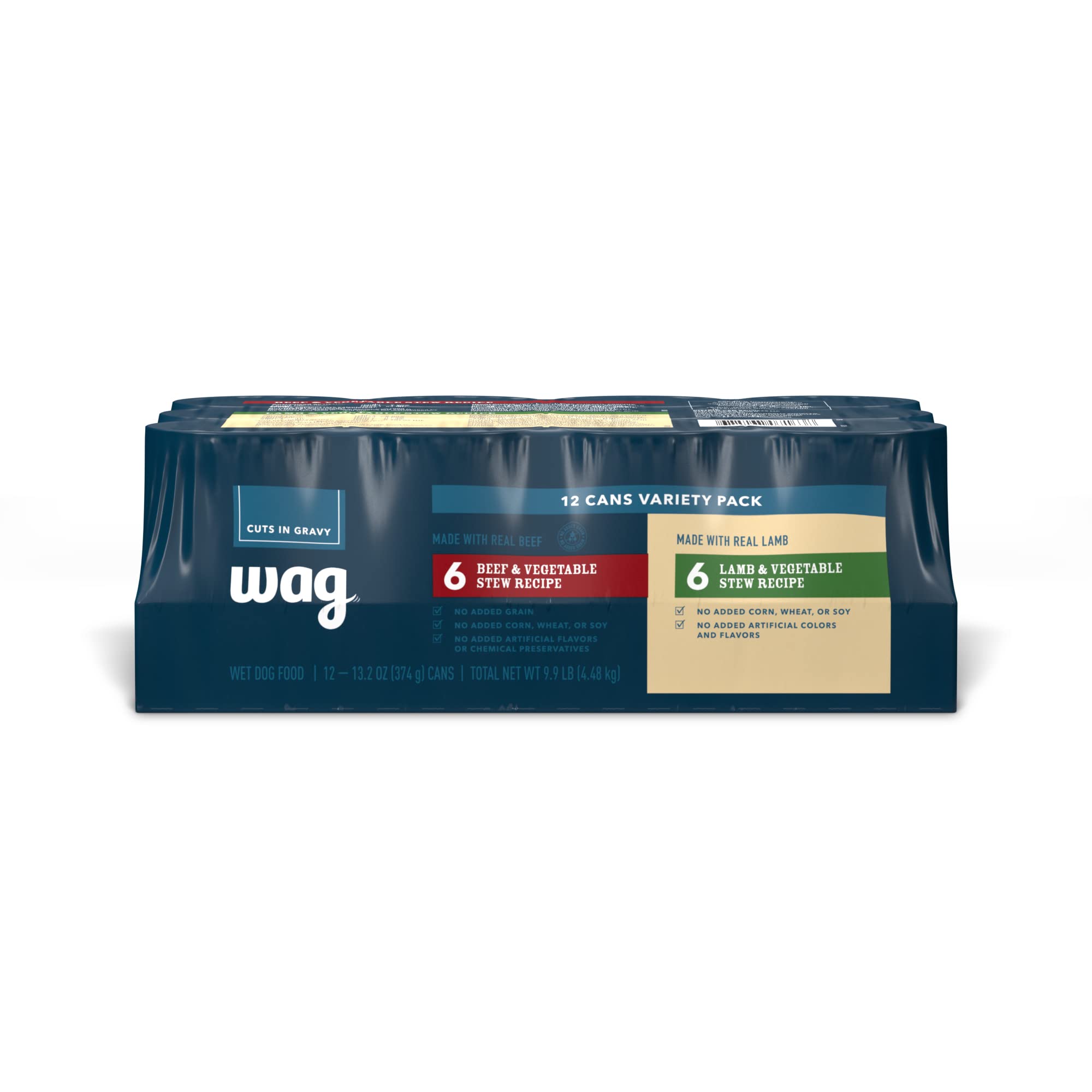 WAG Stew Canned Dog Food Variety Pack, Lamb & Beef, 13.2 oz Can (Pack of 12)