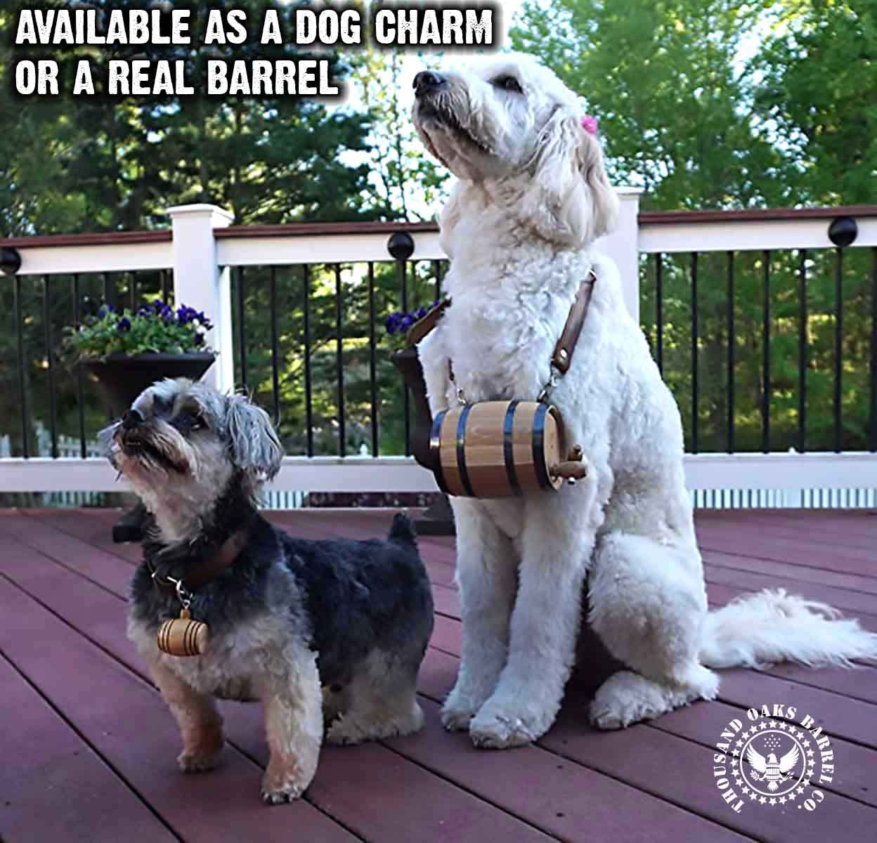 St Bernard Whiskey Barrel Collar For Dog, 'Hair Of The Dog' - 1/2 Liter Oak Aging Barrel Dispenser For Saint Bernard Dogs With Adjustable, Real Leather Harness Strap
