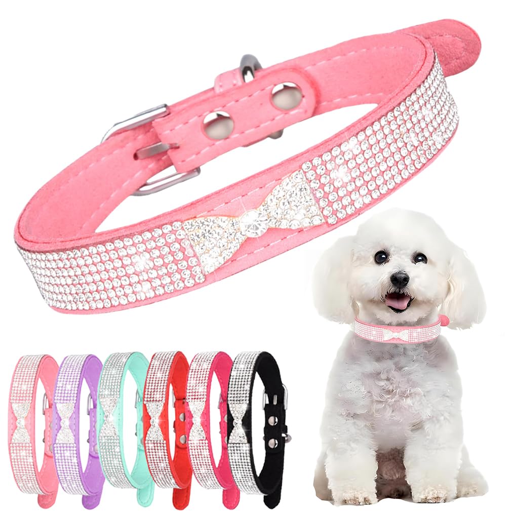Bling Dog Collars For Small Dogs, Rhinestone Puppy Collar With Jeweled Crystal Sparkling Glitter Girl'S Cat Collar Adjustable Fo