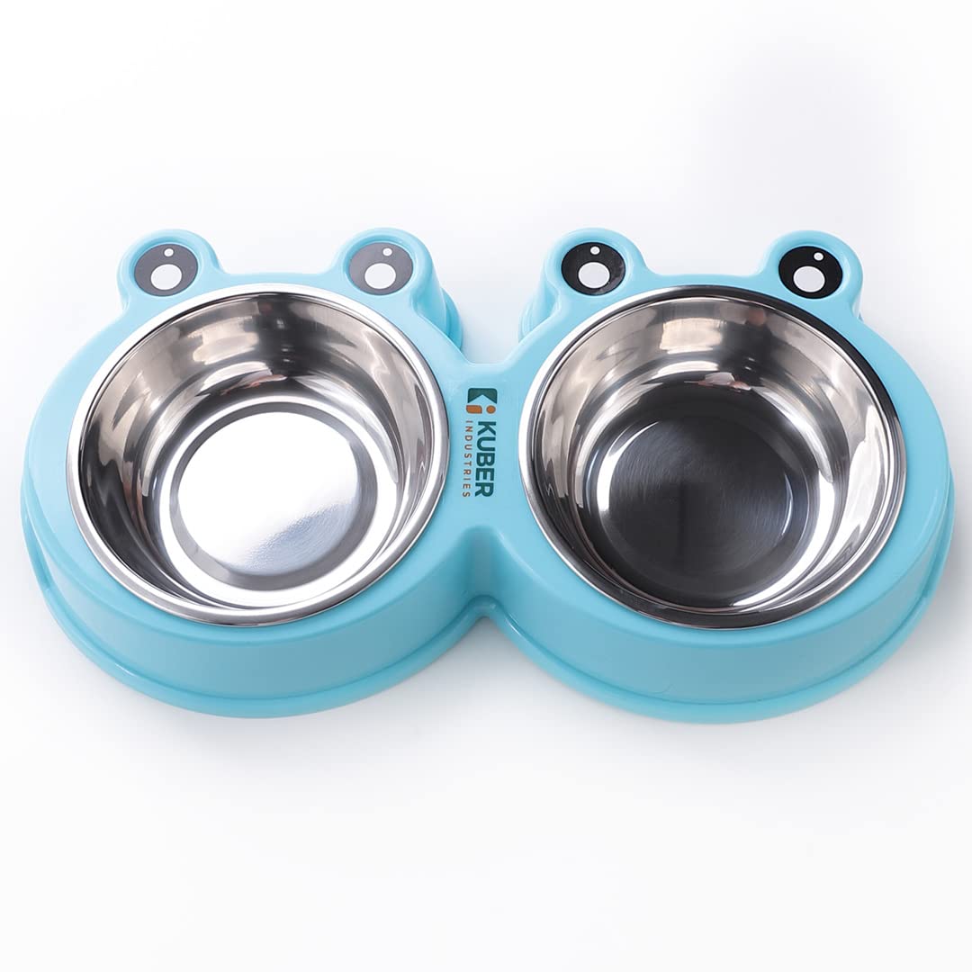 Kuber Industries Dog Food Bowl|Stainless Steel,Pvc Material Dog Bowls|Non Slip,Durable,Sturdy,Non Toxic|Perfect Dog Accessories 