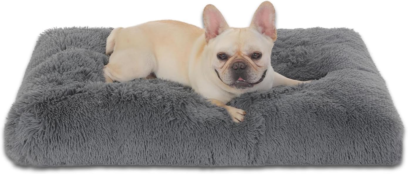 aeTHEric Waterproof Dog Crate Bed,Plush Dog Crate Pad with Removable Cover,Faux Fur Dog Bed for Dogs,Fluffy Washable Dog Kennel 