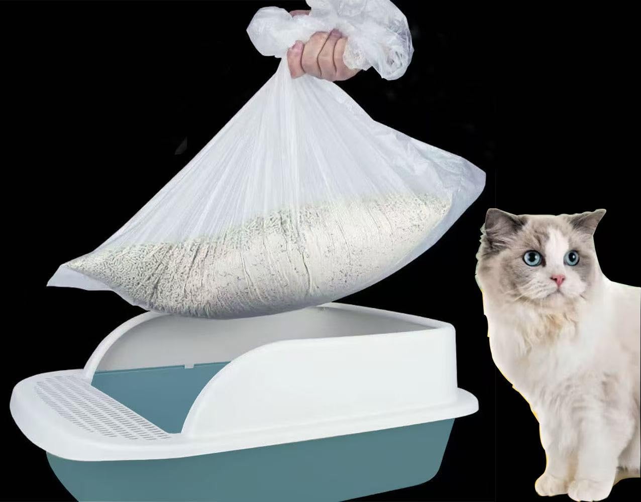 Diyalor 80 Counts Cat Litter Box Liners,36' X 18',Heavy Duty Leak Proof Jumbo Cat Pan Liners