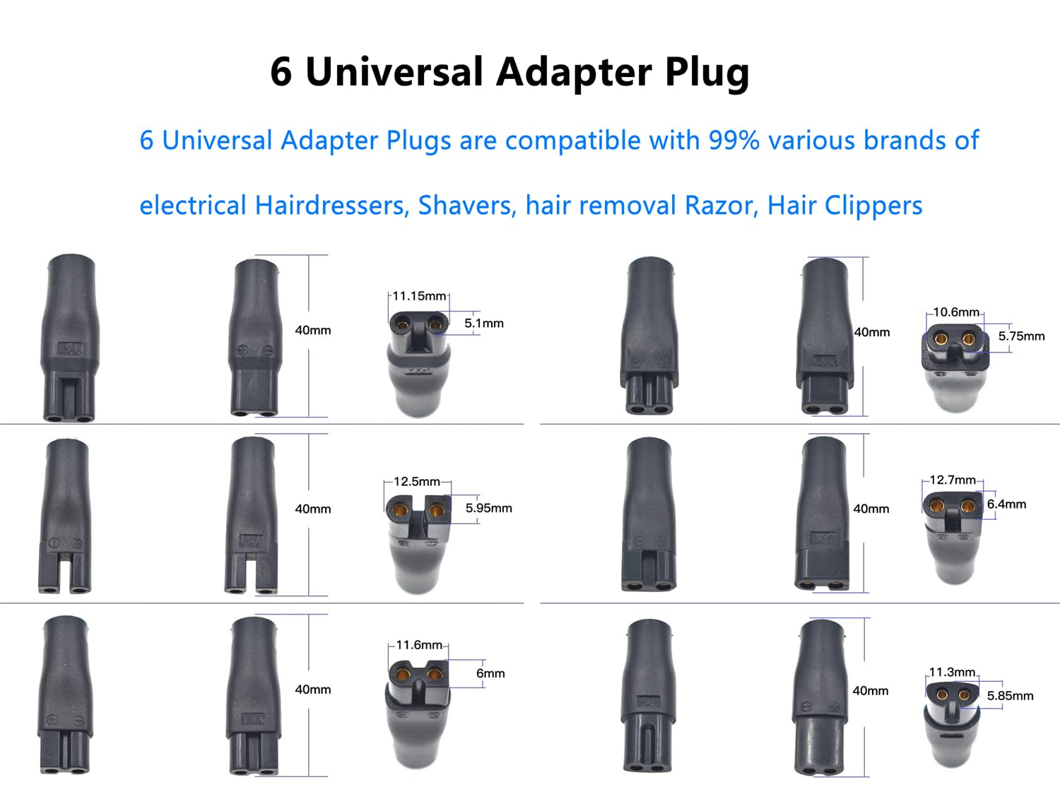 Aliwisdom Universal Replacement Charger Usb For Various Brands Electric Hairdressers/Electric Dog Clippers/Electric Shavers/Hair