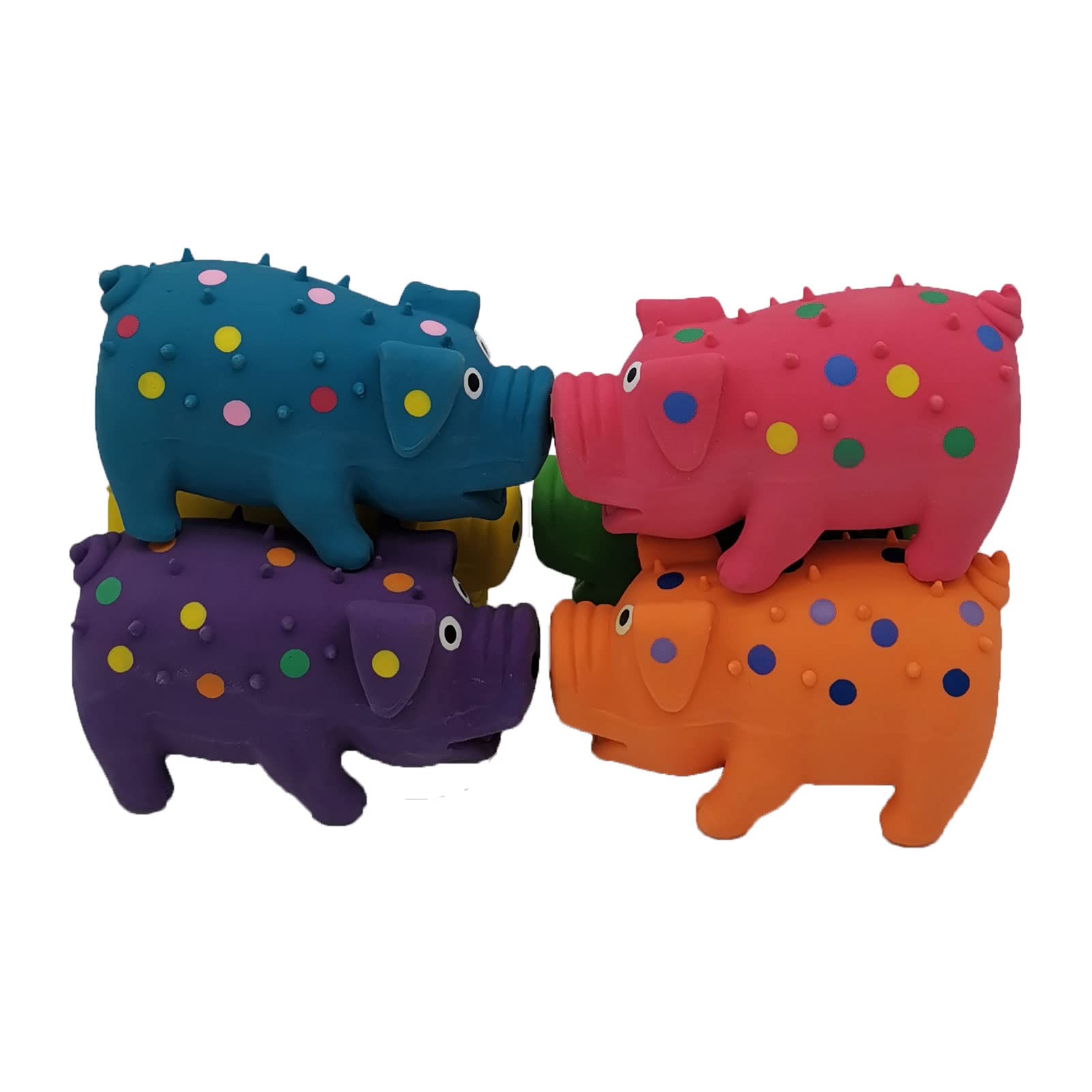 Hoiasem 6 Pack 4 Inch Mini Latex Dog Squeaky Toys Polka Dot Piglet Pig Dog Toy For Mimi Small Dogs