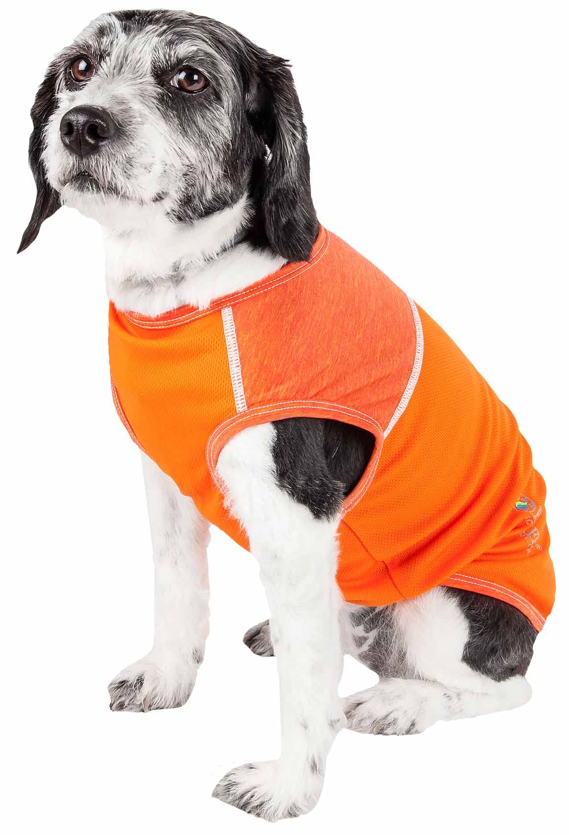 Pet Life ® Active 'Aero-Pawlse' Heathered Fitness And Yoga Dog T-Shirt Tank Top - Performance Pet T-Shirt With 4-Way-Stretch And Quick-Dry Technology - Summer Dog Clothes With Added Reflective Safety