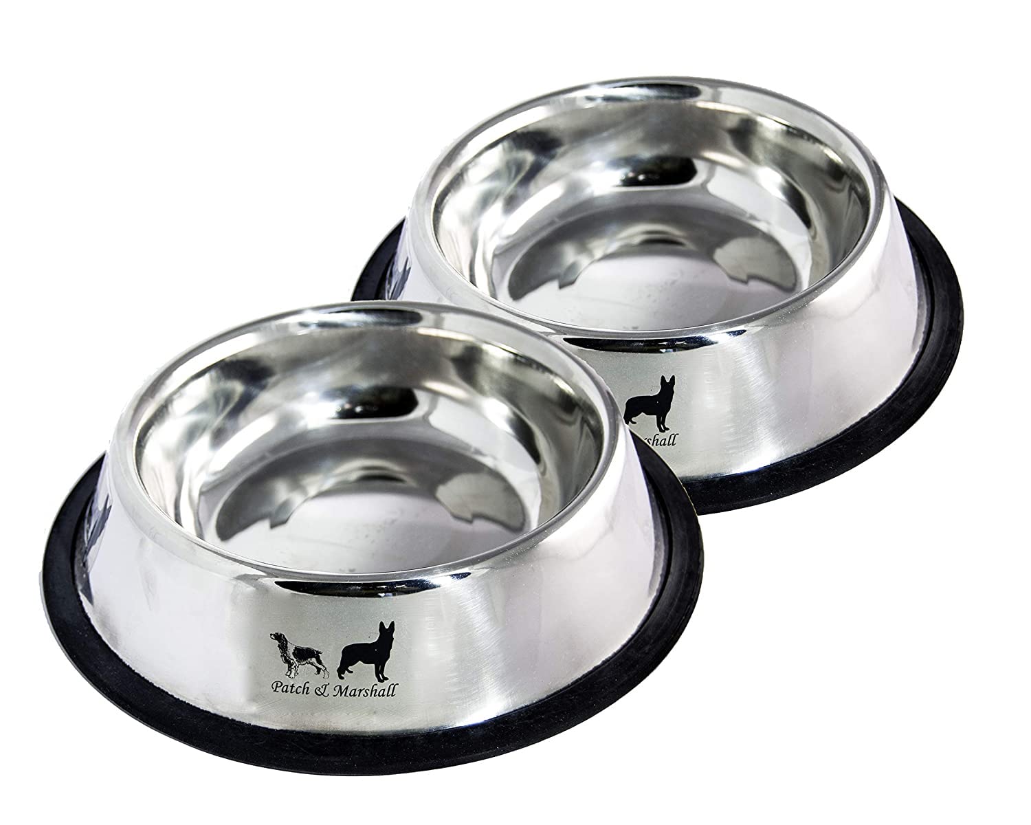 Patch & Marshall Pet Feeding Bowls For Dog With Anti Skid Ring,X Large Set Of 2, 1600Ml Water Or Upto 900G Pet Food Per Bowl 