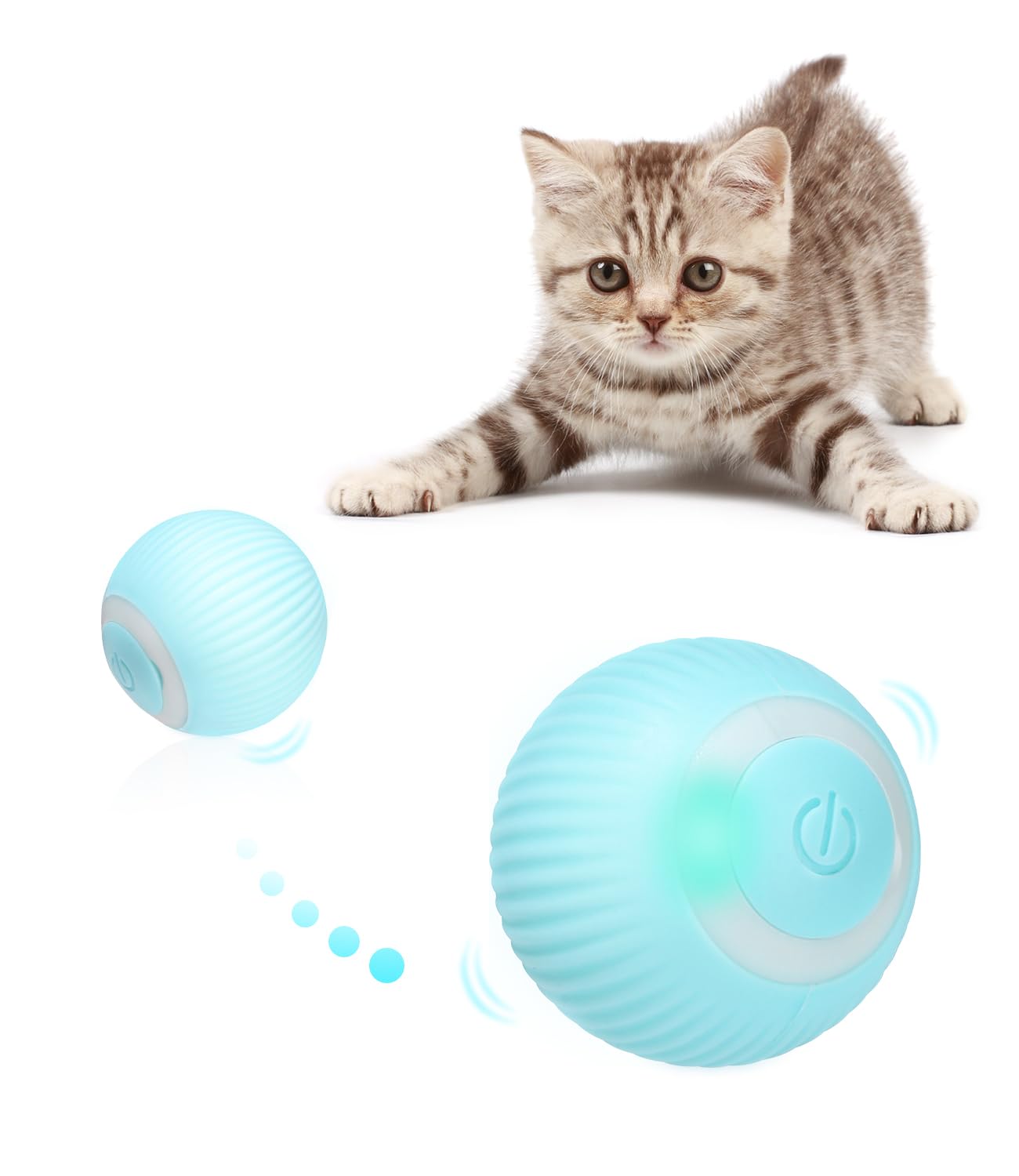 Birshe Interactive Cat Toy Ball  360 Electric Ball With Led Light And Rechargeable TypeC  Exercise For Pets