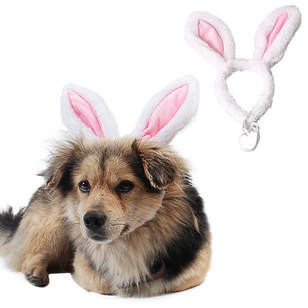 Aniac Easter Dog Headband For Small Medium Dog,Plush Dog Cat Hat With Bunny Ears, Cute Dog Head Accessories,Pet Easter Costume F