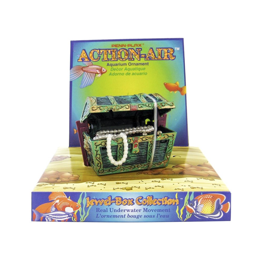 Penn-Plax Aerating Action Ornament | Great For Smaller Tanks | Treasure Chest That Opens And Closes In Mini Size | Add The Benefits Of Bubbles With A Fun Look