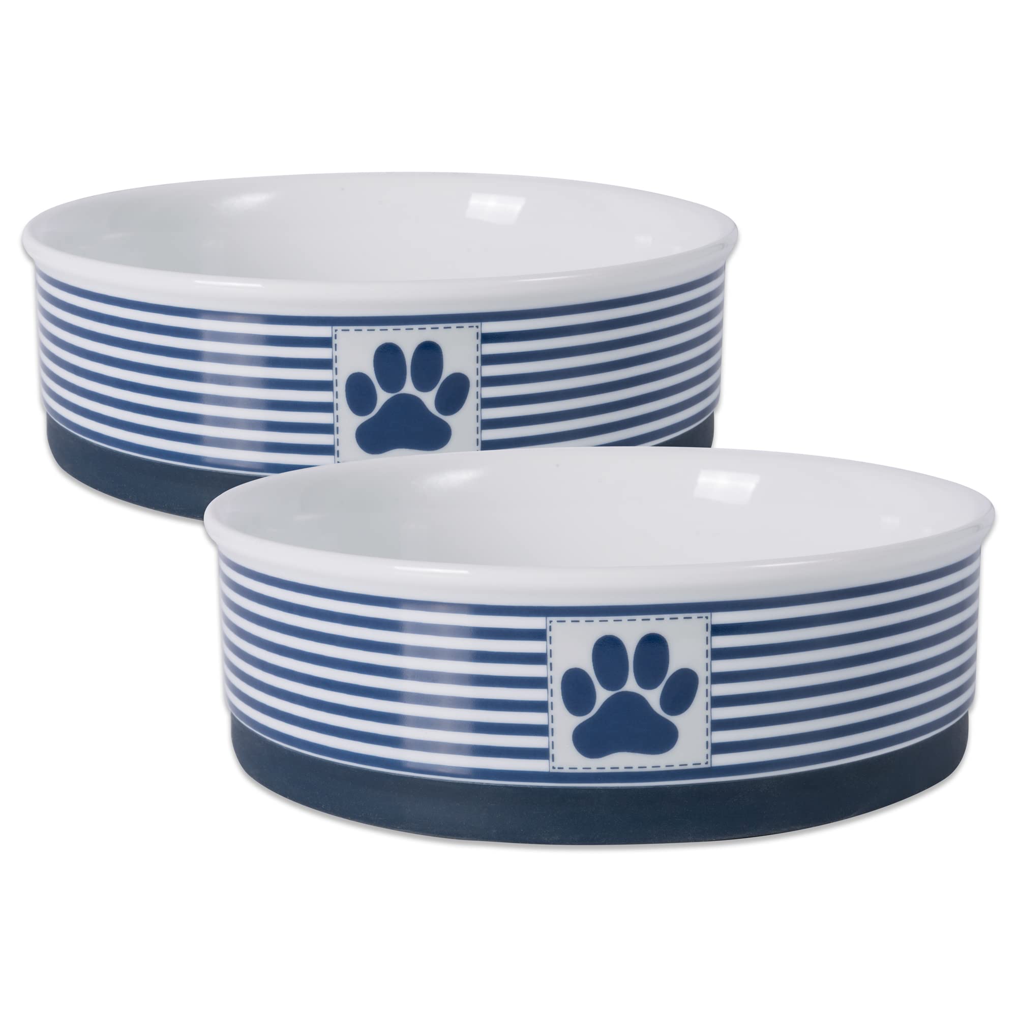 Bone Dry Paw & Patch Ceramic Pet Collection, Large Set, 7.5x2.4, Nautical Blue, (Pack of 2)
