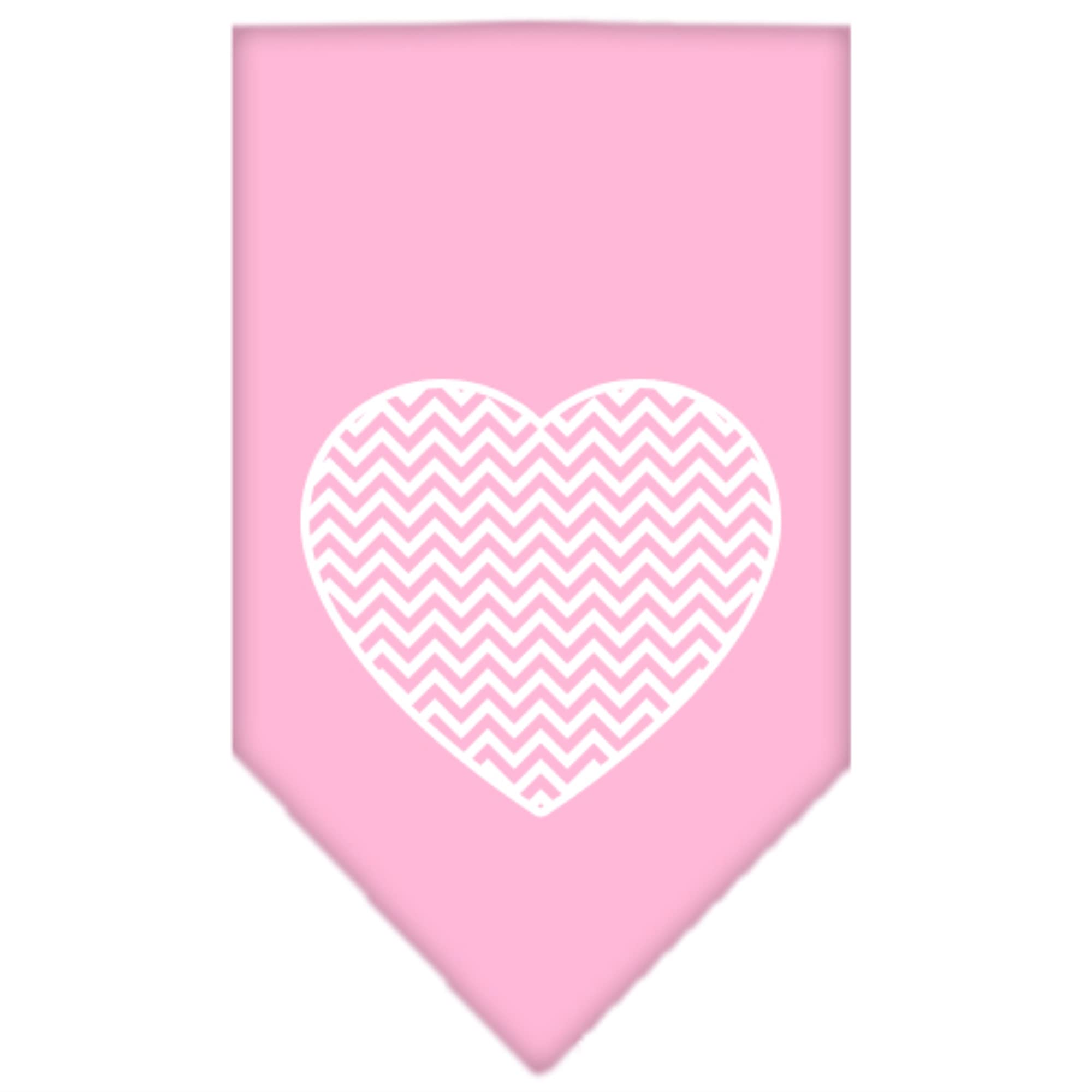Pet and Dog Bandana Screen Printed, "Chevron Heart" Light Pink Small