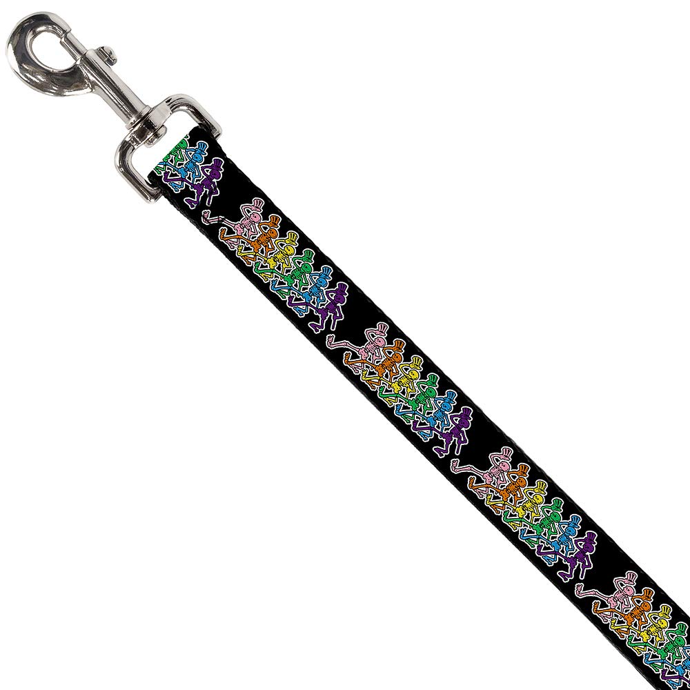 Dog Leash Dancing Skeletons Black Multi Color 6 Feet Long 1.0 Inch Wide
