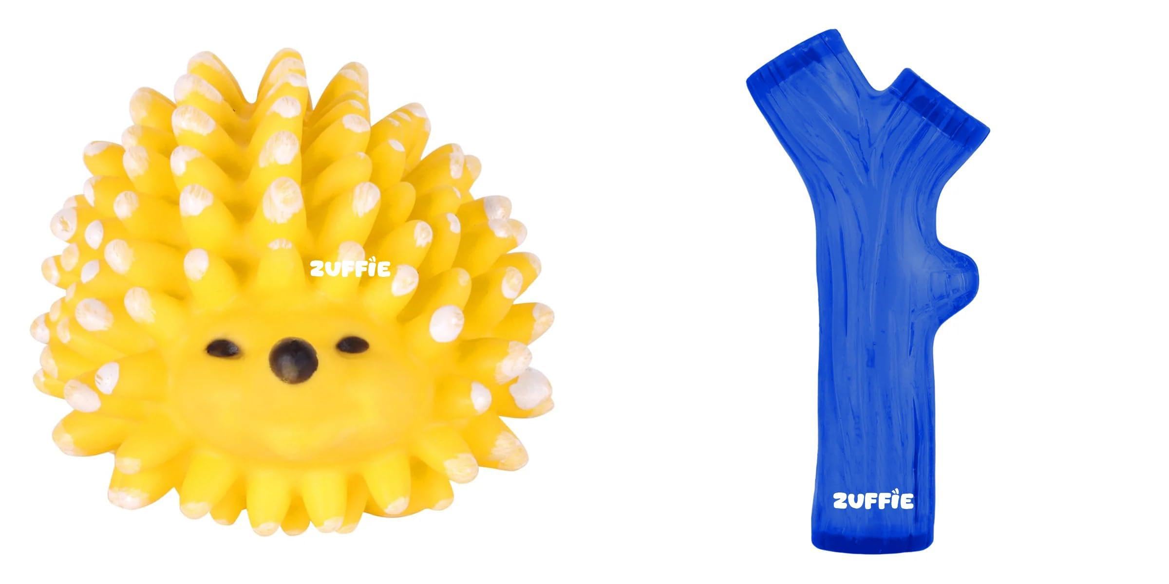 Zuffie Hedgehog Dog Toy And Branch Chew Toy  Durable Puppy Teething Aid Combo Of 2 (Ms_Mfn + Brnc_Blu)