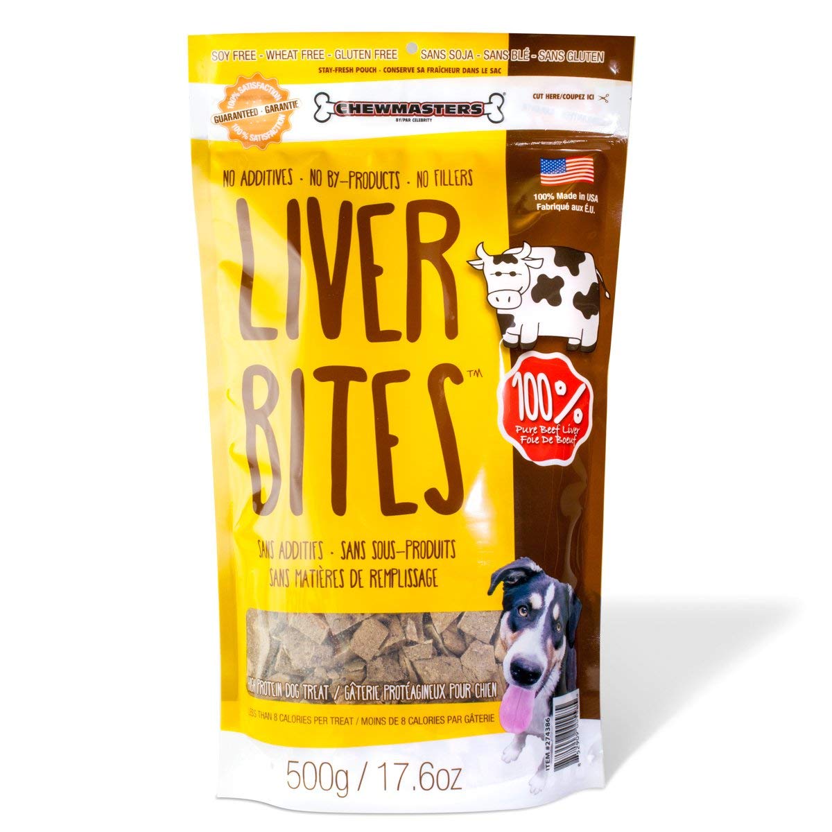 Chewmasters 100% Pure Beef Liver Bites, Healthy Freeze Dried Dog Treats, 17.6 oz, All Natural, Grain Free, High Protein & Zero A