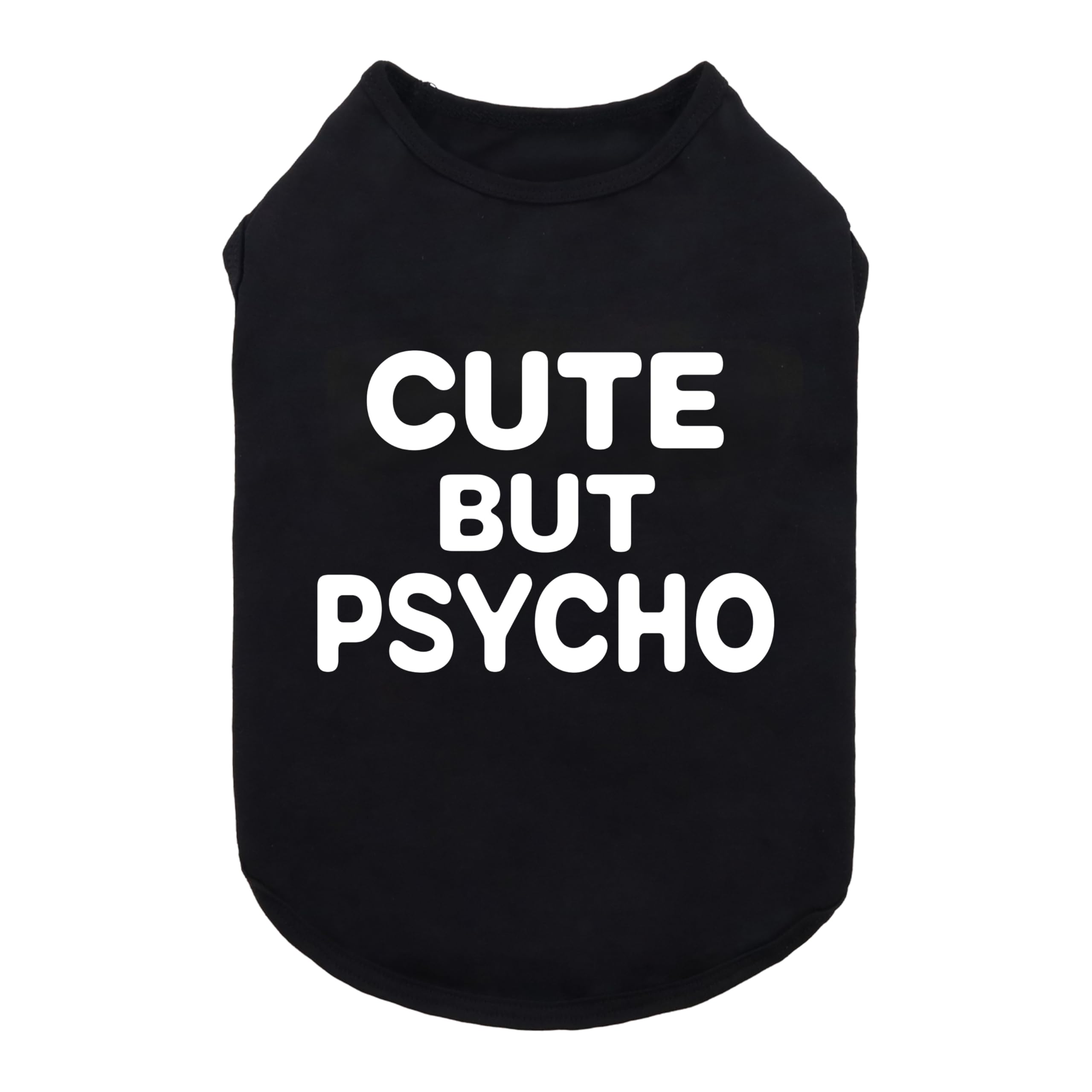Fitwarm Cute But Psycho Dog Shirt, Summer Clothes For Small Dogs Boy Girl, Funny Pet Outfit, Black, White, Medium