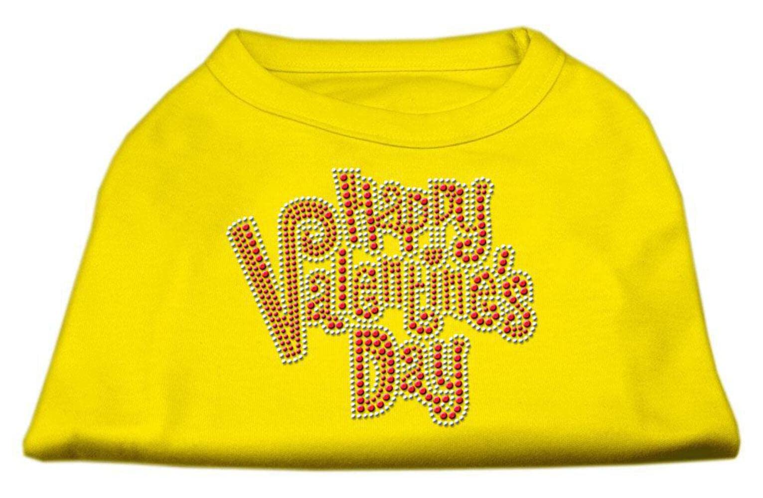 Mirage Pet Products Happy Valentines Day Rhinestone Dog Shirt, Medium, Yellow