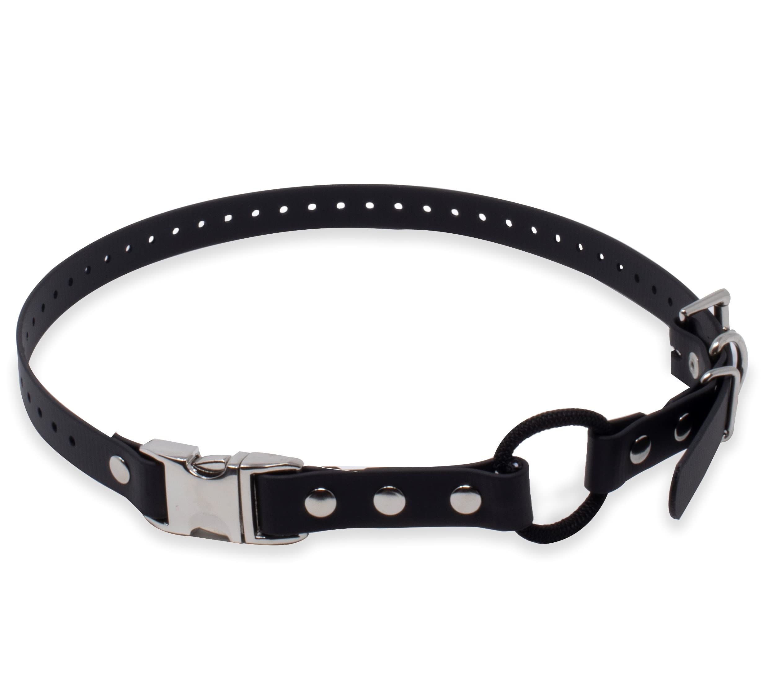 Educator Quick Snap Bungee Dog Collar, Biothane, Waterproof, Odorproof, Easy Connect And Disconnect Clasp And D Ring With Comfort Bungee Loop, Adjustable For Custom Fit, 3/4-Inch, Black