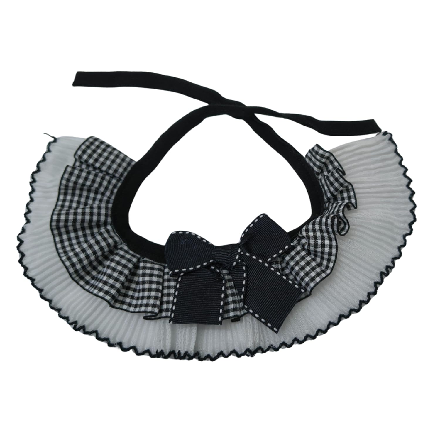 Emily Pets Cute Cat Collar With Bow  Adjustable Checkered Ruffle Neck Accessory For Cats & Small Dogs | Soft, Lightweight, Comf