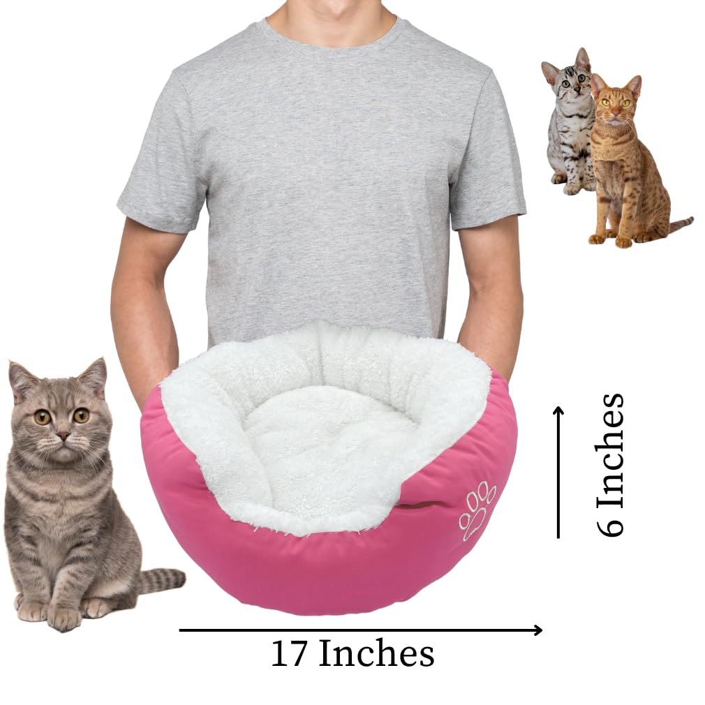 Evelots Cat Bed, Dog Beds For Small Dogs, Round Cat Beds For Indoor Cats, Warm & Cozy Washable, Removable Cushion, Assorted Colo