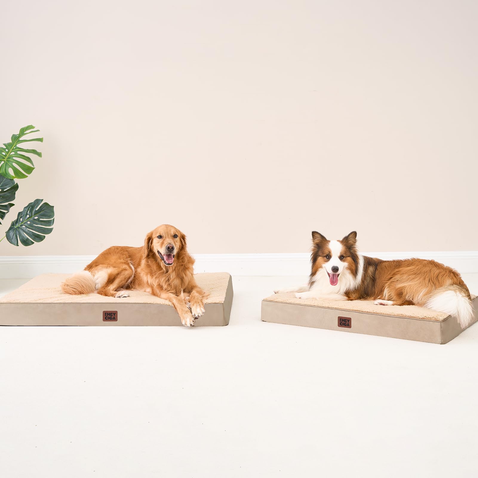 Eheyciga Orthopedic Xl Dog Beds For Extra Large Dogs With Removable Washable Cover For Crate, Khaki, 41X27