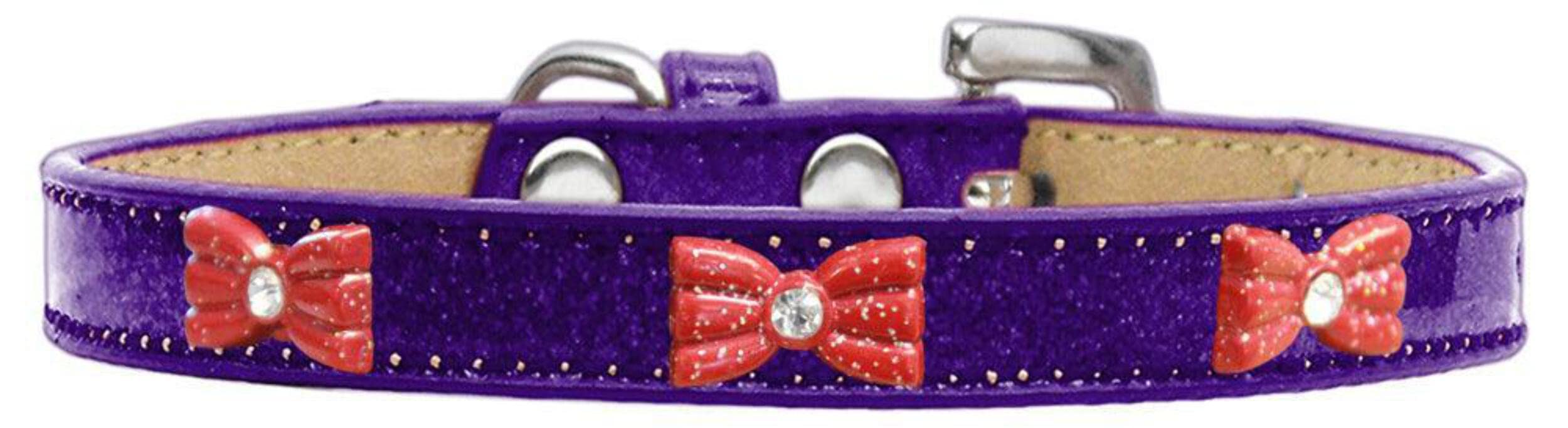 Dog, Puppy & Pet Widget Ice Cream Collar, Red Glitter Bow Pink 20