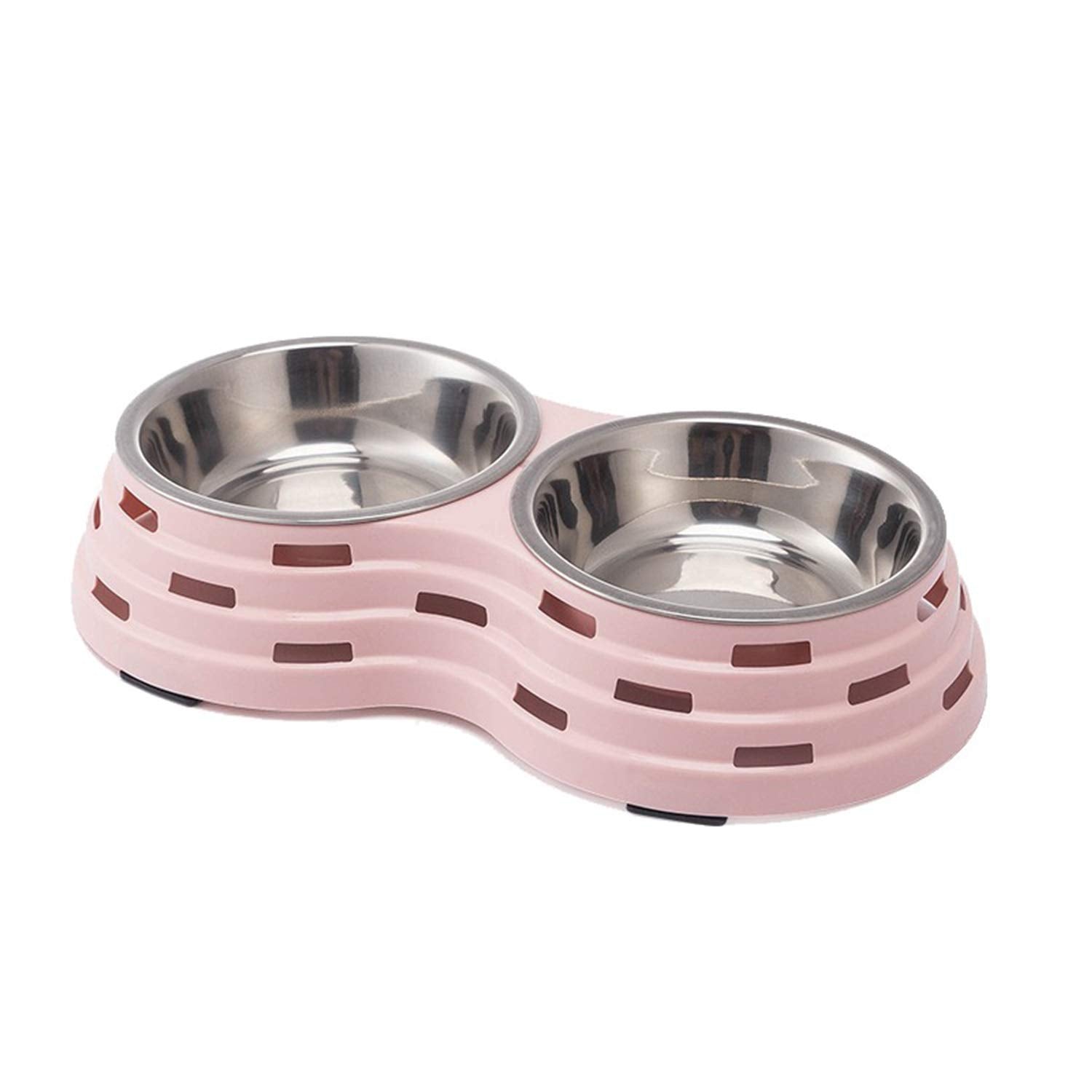 Emily Pets Pet Stainless Steel Double Diner Dog And Cat Food Bowl Set With Anti Slip With Cute Modeling Pet Food Water Feeder(L,