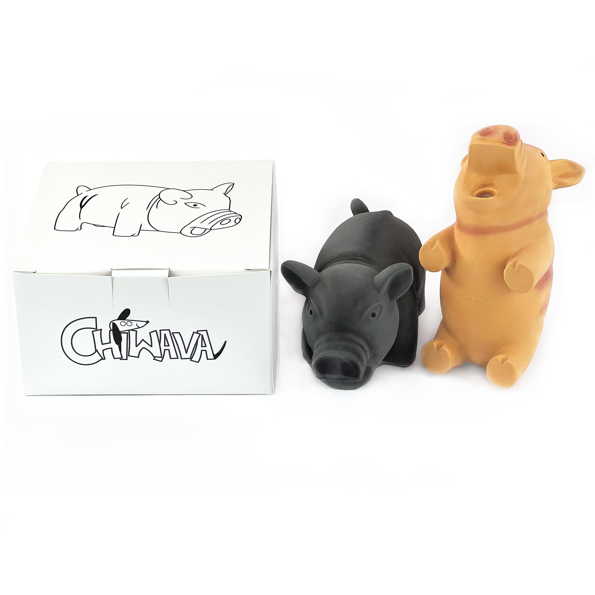 Chiwava 2 Pack 6.5' Medium Pig Dog Toy For Dogs Latex Rubber Cube Squeeze Grunting Sound Interactive Play