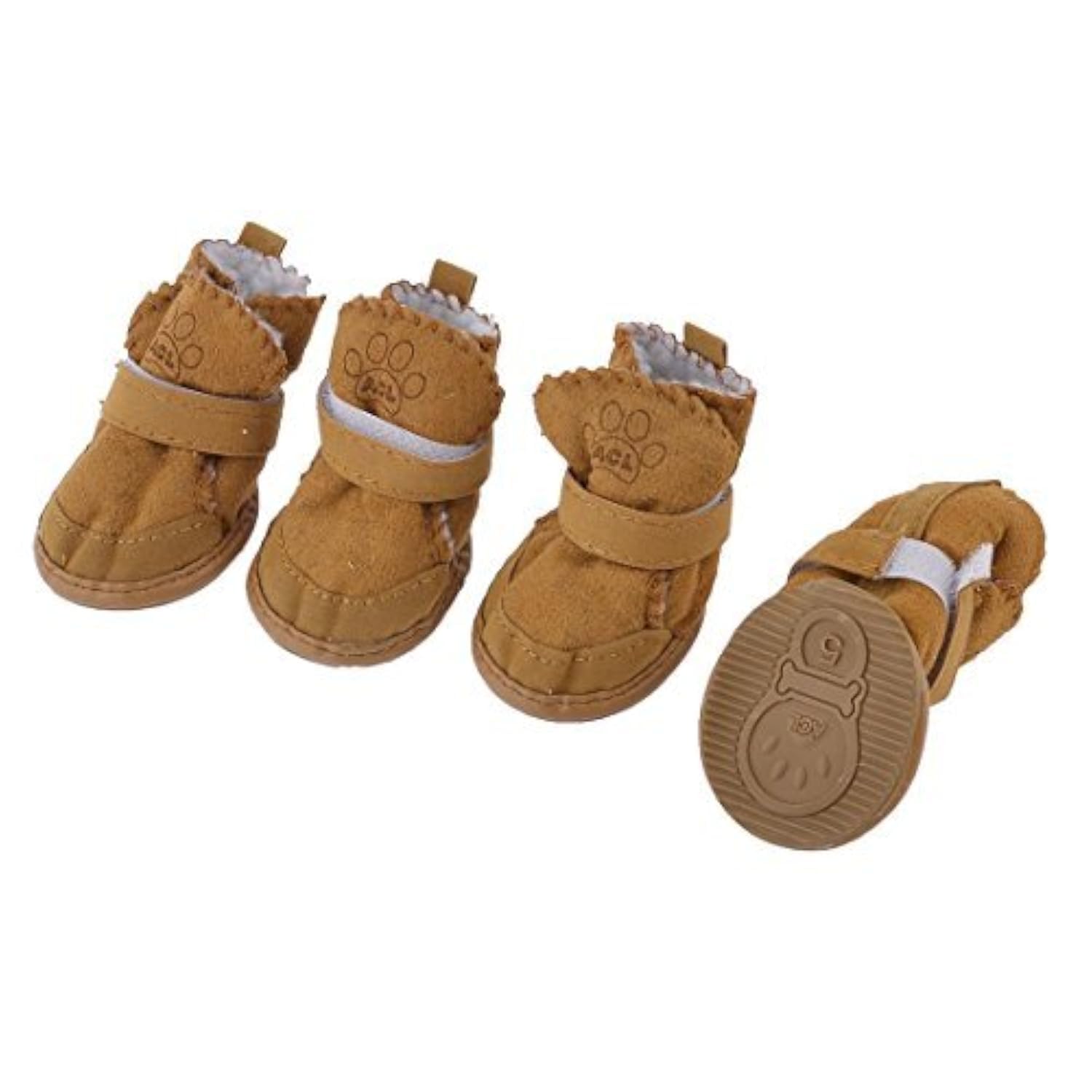 Urbest Dog Shoes With Hook Loop Closure Booties Pet Dog Chihuahua Shoes Boots, 4Pcs (5#, Brown)