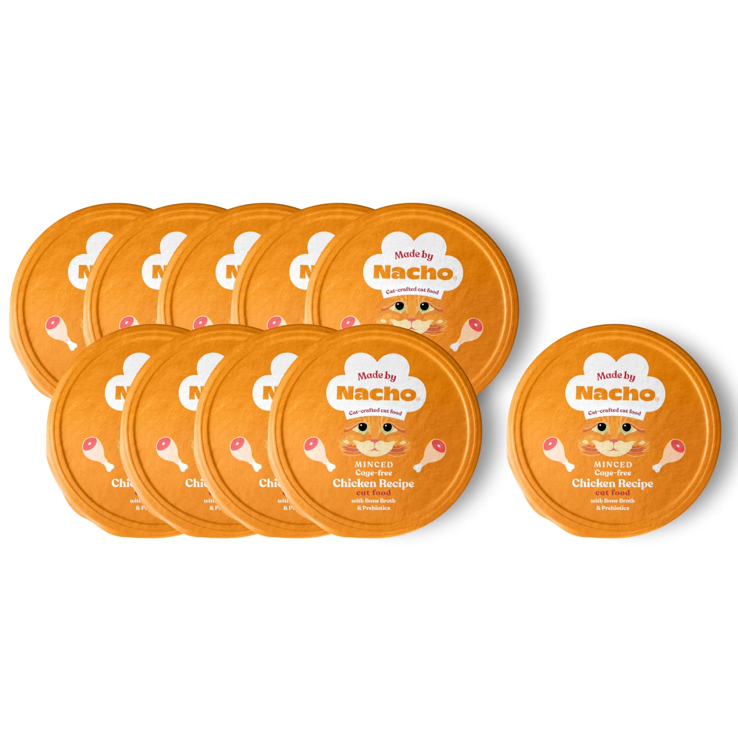 Made by Nacho Wet Cat Food, Cage-Free Minced Chicken in Bone Broth for Hydration with Prebiotics for Digestive Health, High Prot