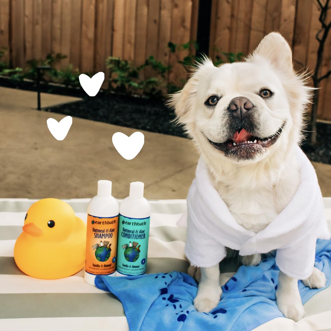 Earthbath Oatmeal & Aloe Dog Shampoo - Oatmeal Shampoo For Dogs, Dry Itchy Skin Relief, Hypoallergenic Anti Itch Puppy Shampoo For Sensitive Skin, Tear Free Pet Wash - Vanilla & Almond, 16 Oz (1 Pack)
