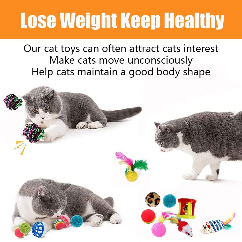 21 Pcs Cat Toys For Indoor Cats Collapsible Cat Tunnel Interactive Feather Teaser Wand Ball Toy For Kitten Cats