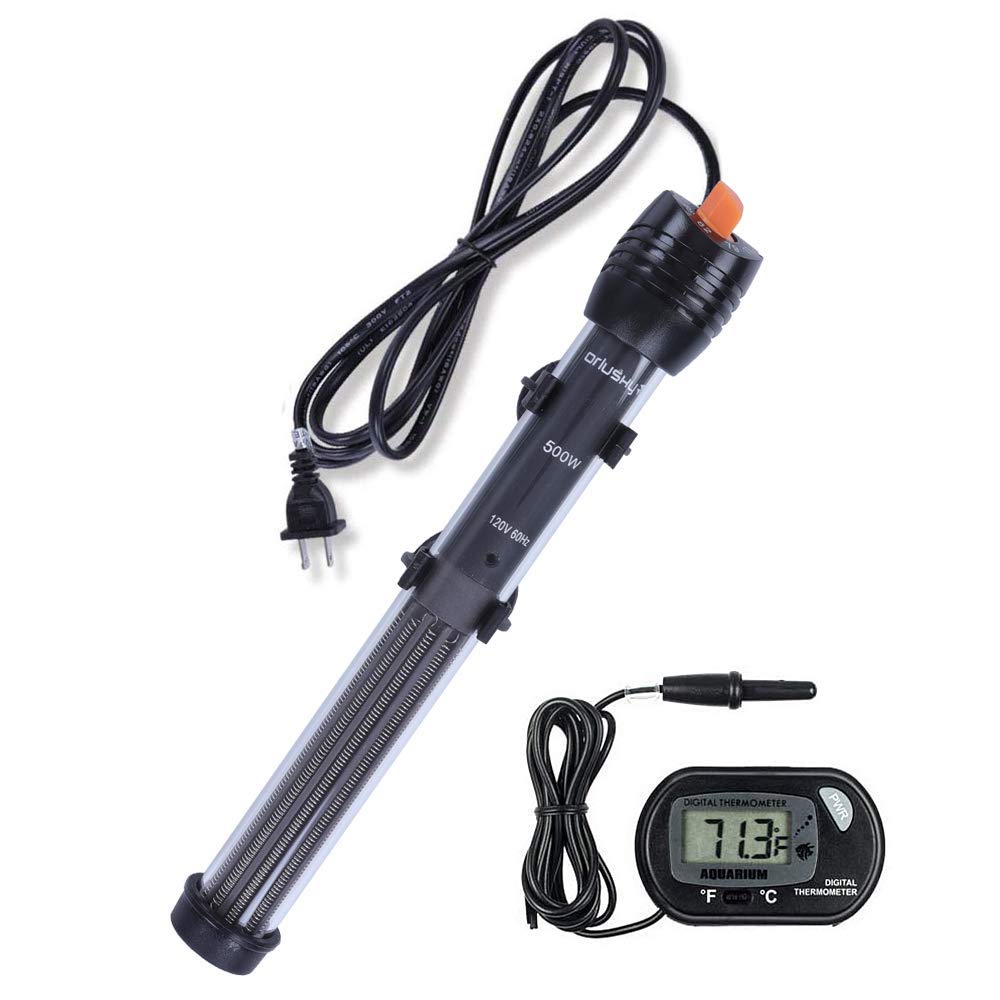Orlushy Submersible Aquarium Heater,200W Adjustable Fish Tahk Heater With 2 Suction Cups Free Thermometer Suitable For Marine Saltwater And Freshwater