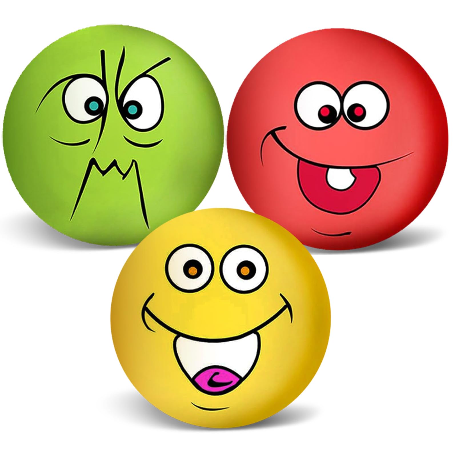 Coricorsu 3.14' Squeaky Dog Toys Funny Smile Face Chewing Latex Rubber Soft Fetch Play Interactive Squeaky Dog Balls For Puppy 