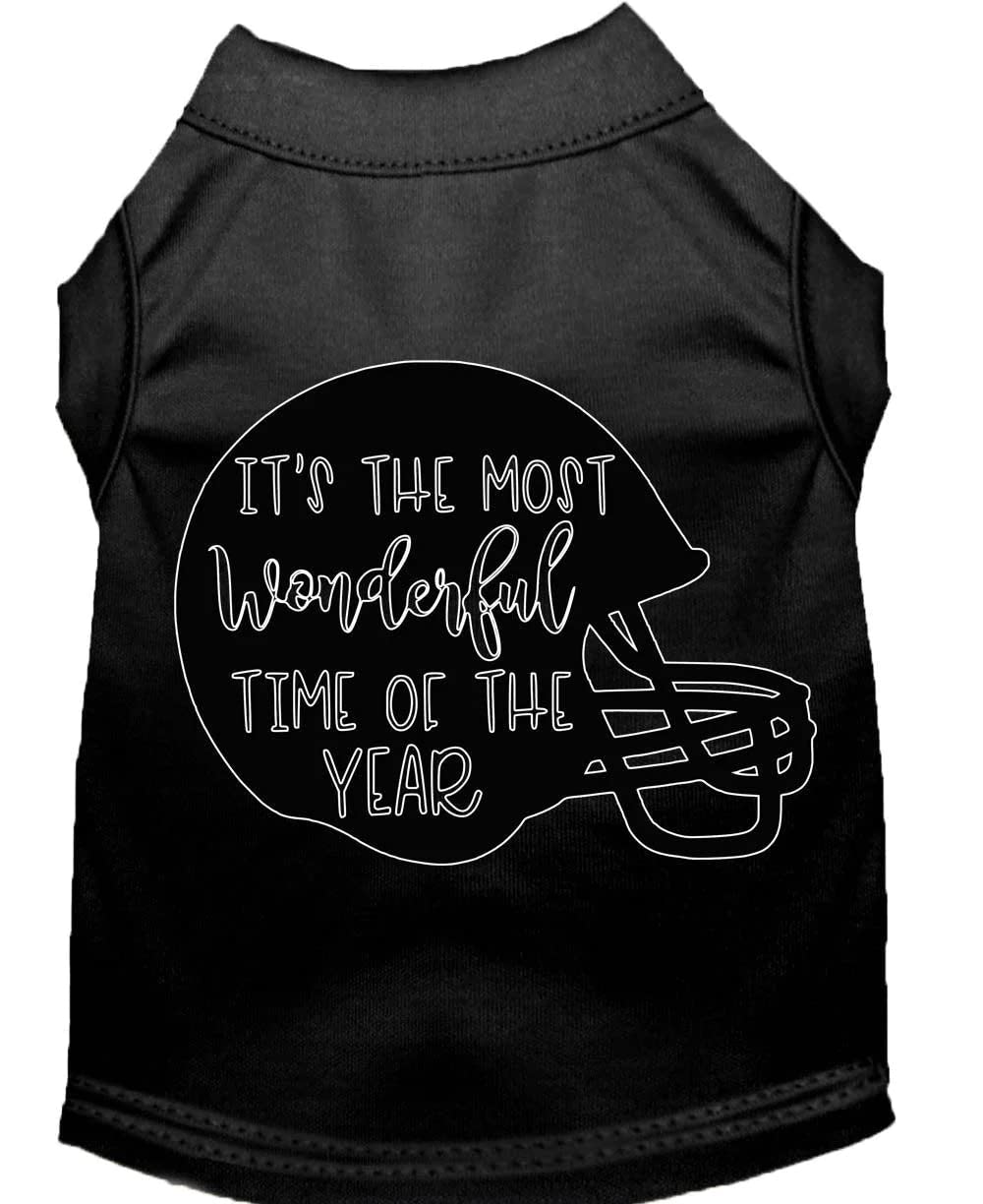 Pet Dog & Cat Shirt Screen Printed, "It's The Most Wonderful Time Of The Year (Football)" Blue 2XL (20-25 lbs.)