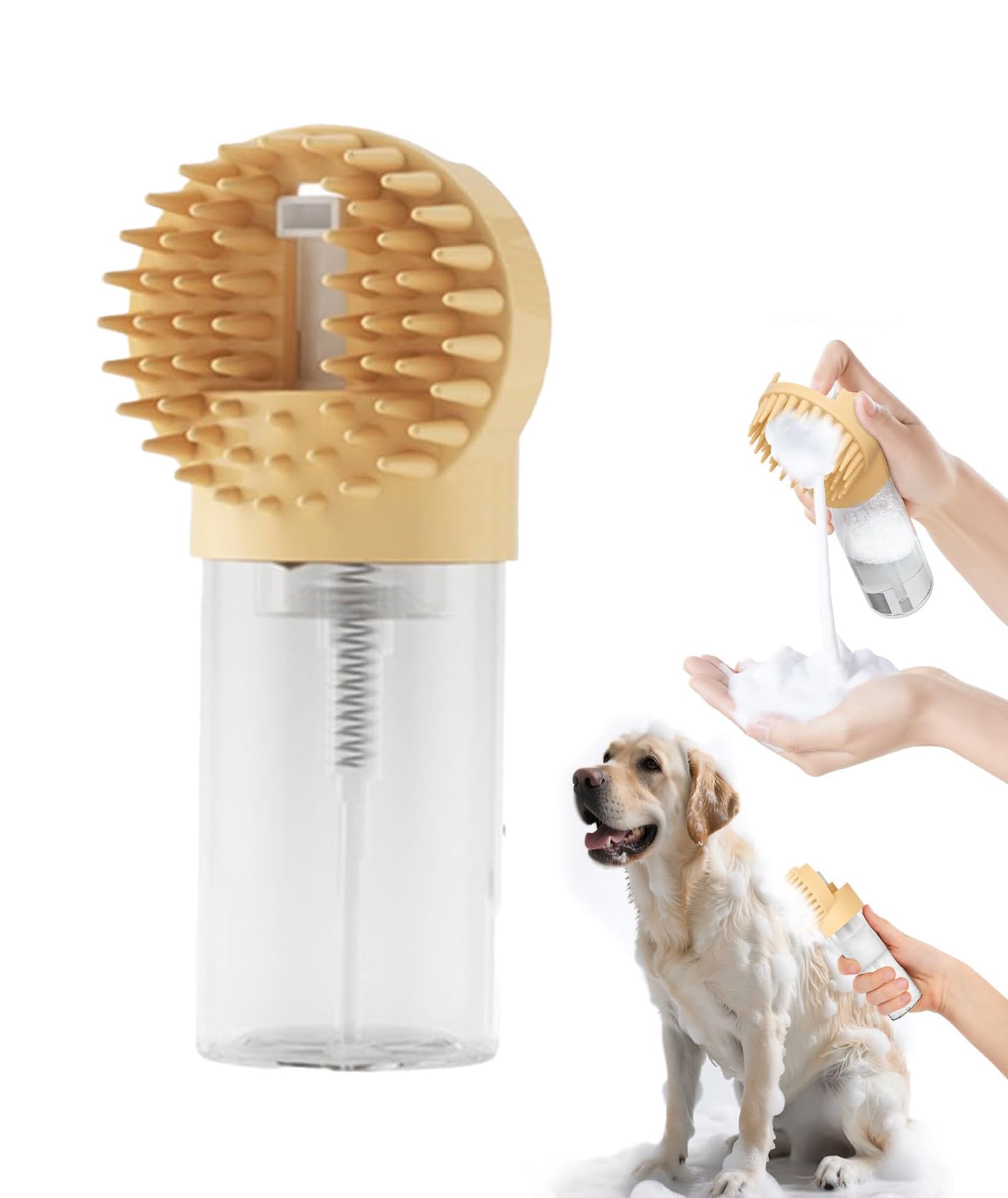 Dog Bath Brush Beige Large Capacity, Dogs Brush With Soft For Gentle Massage, Dog Comb For Bathing And Grooming, Pet Bathing Bru