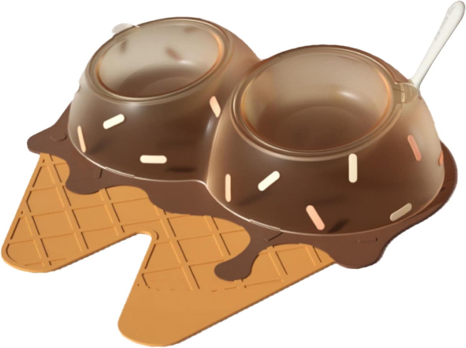 Amplin 1Pc Ice Cream Cat Bowl Tilt High Foot Neck Protection Cat Bowl Double Bowl Drinking Pet Supplies Pet Bowl NoSpill Pet Wa