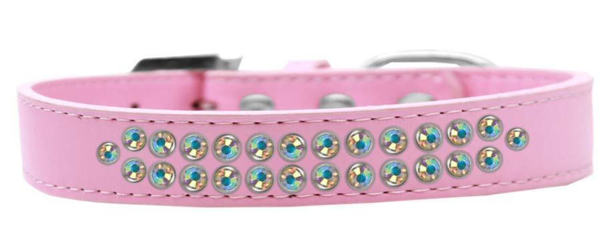 Mirage Pet Products Two Row AB Crystal Black Dog Collar, Size 14