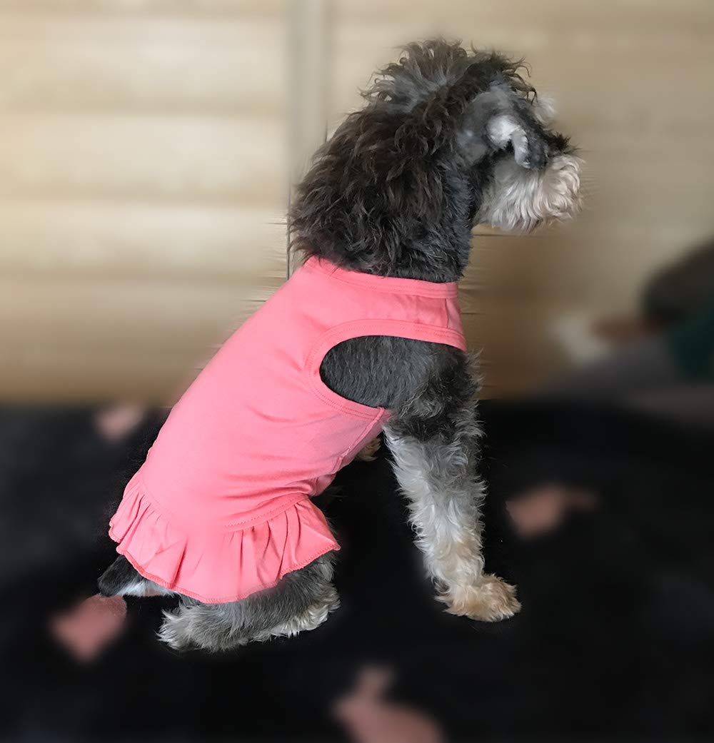 Lovelonglong 2019 Dog Dress Sports Tee-Dresses Tanks Top For Miniature Small Size Female Dogs 100% Cotton M Lotuspink