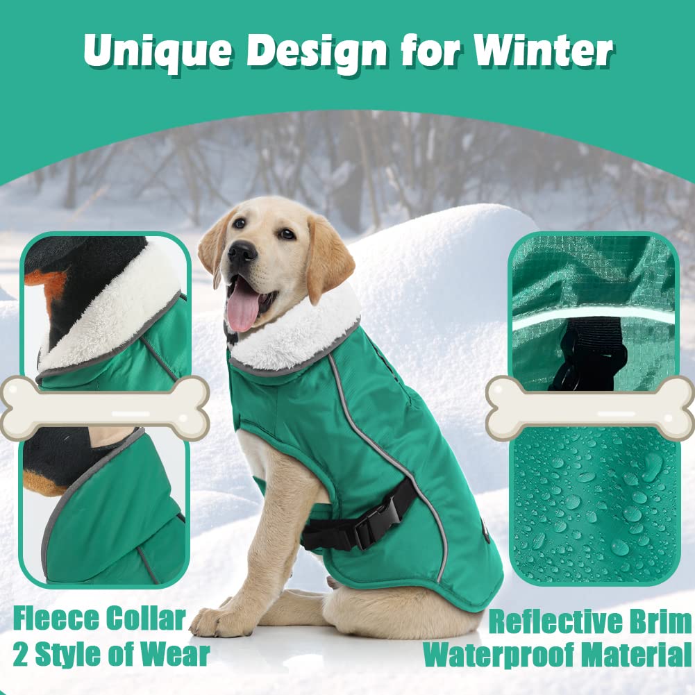 Emust Dog Jacket Winter, Cozy Windproof Dog Jacket For Cold Weather, Solid Color Dog Vests For Winter For Medium Dogs, Turquoise