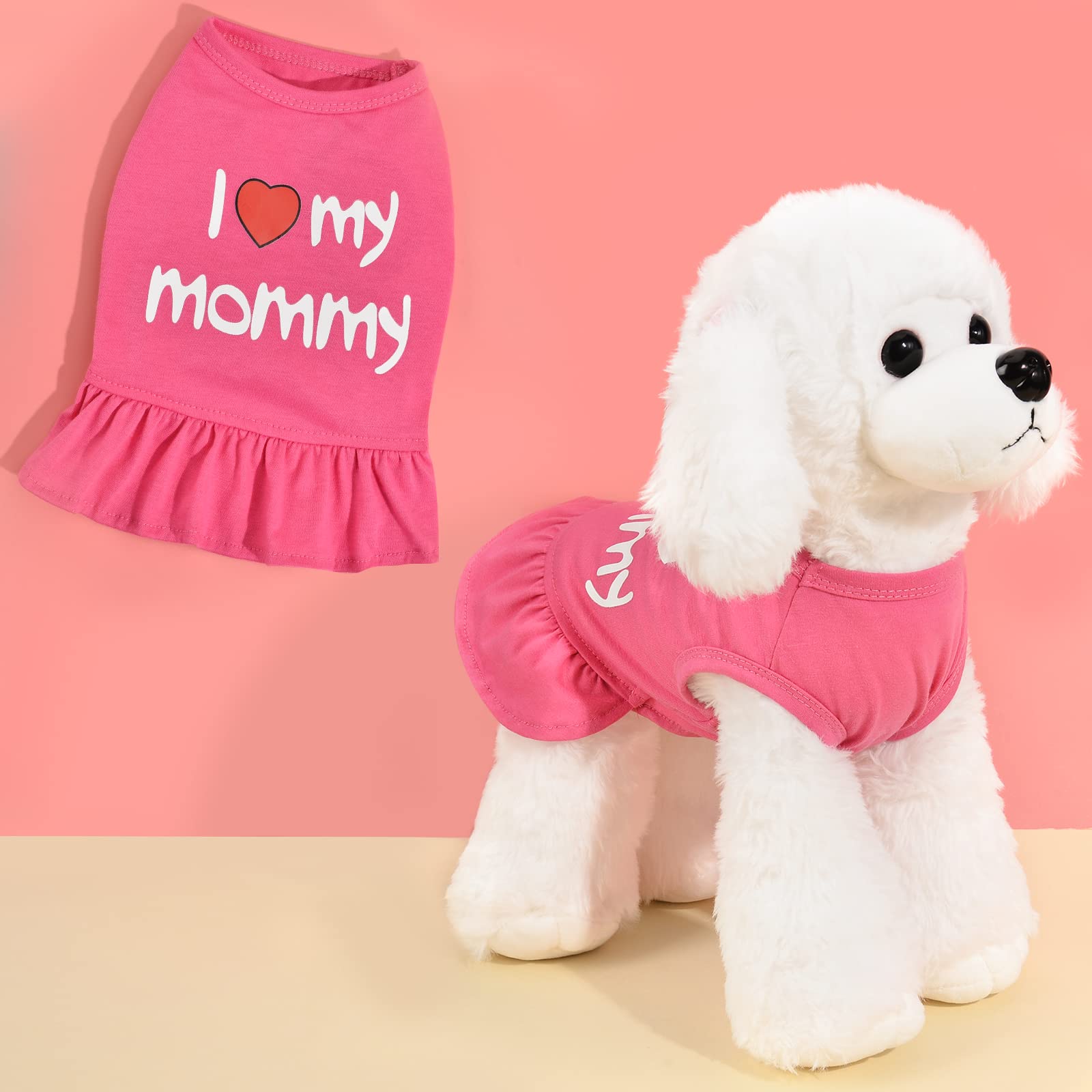 Small Dog Dresses Female, 2 Pack I Love My Mommy Daddy Dog Dress Female Puppy Clothes For Small Dog Girl, Female Dog Clothes Small Dog Clothes Female Dog Dresses For Small Dogs Girl (Xs, Hot Pink)