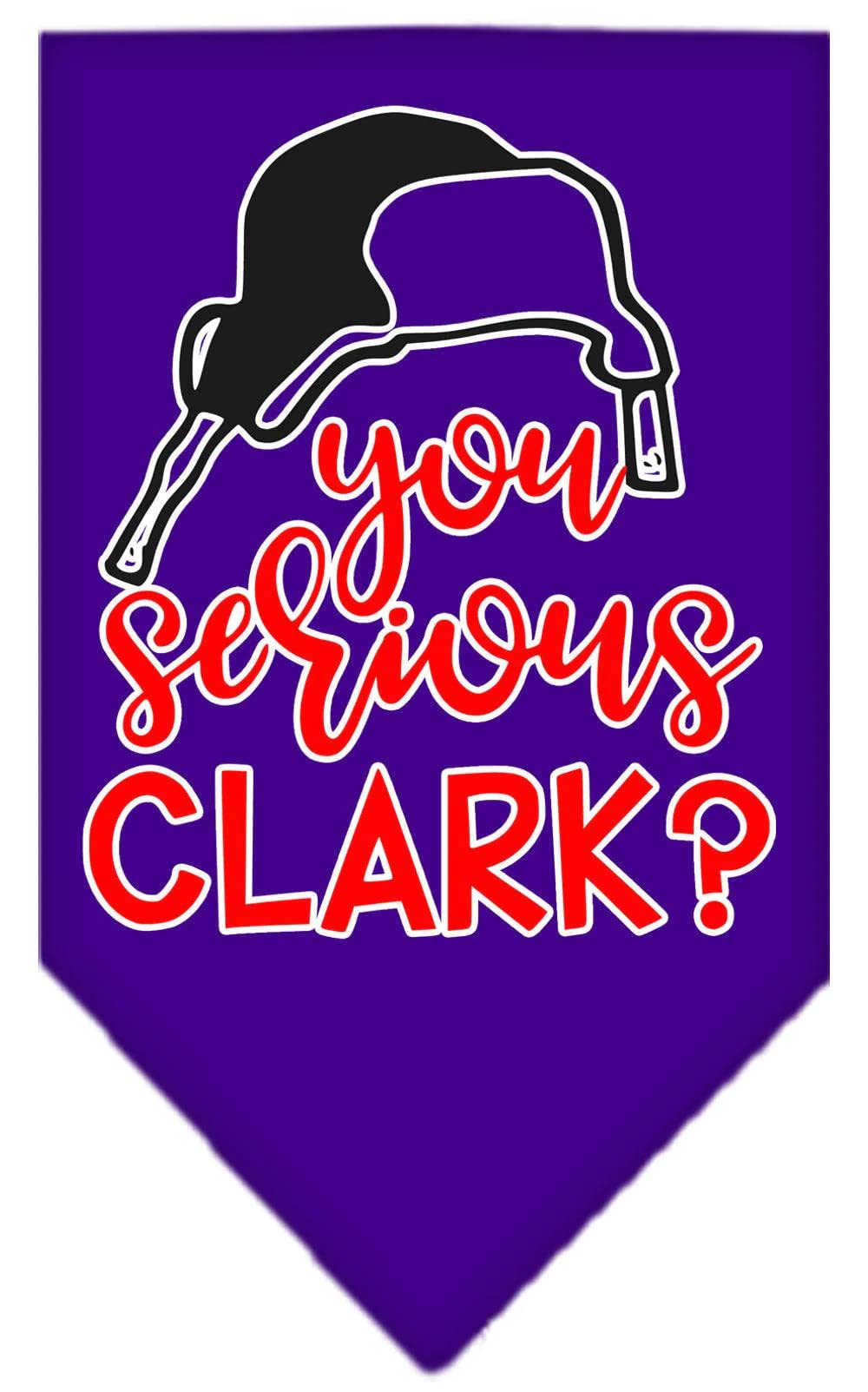 Christmas Pet and Dog Bandana Screen Printed, "You Serious Clark?" Purple Small