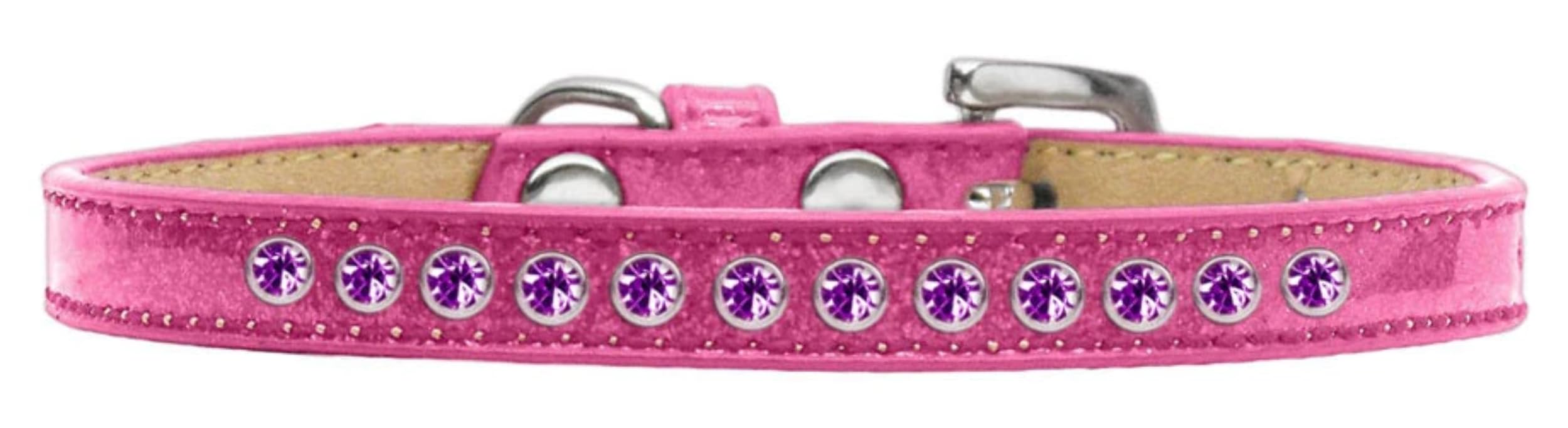 Dog, Puppy and Pet Ice Cream Collar, Purple Crystal Rimsets Emerald Green 12