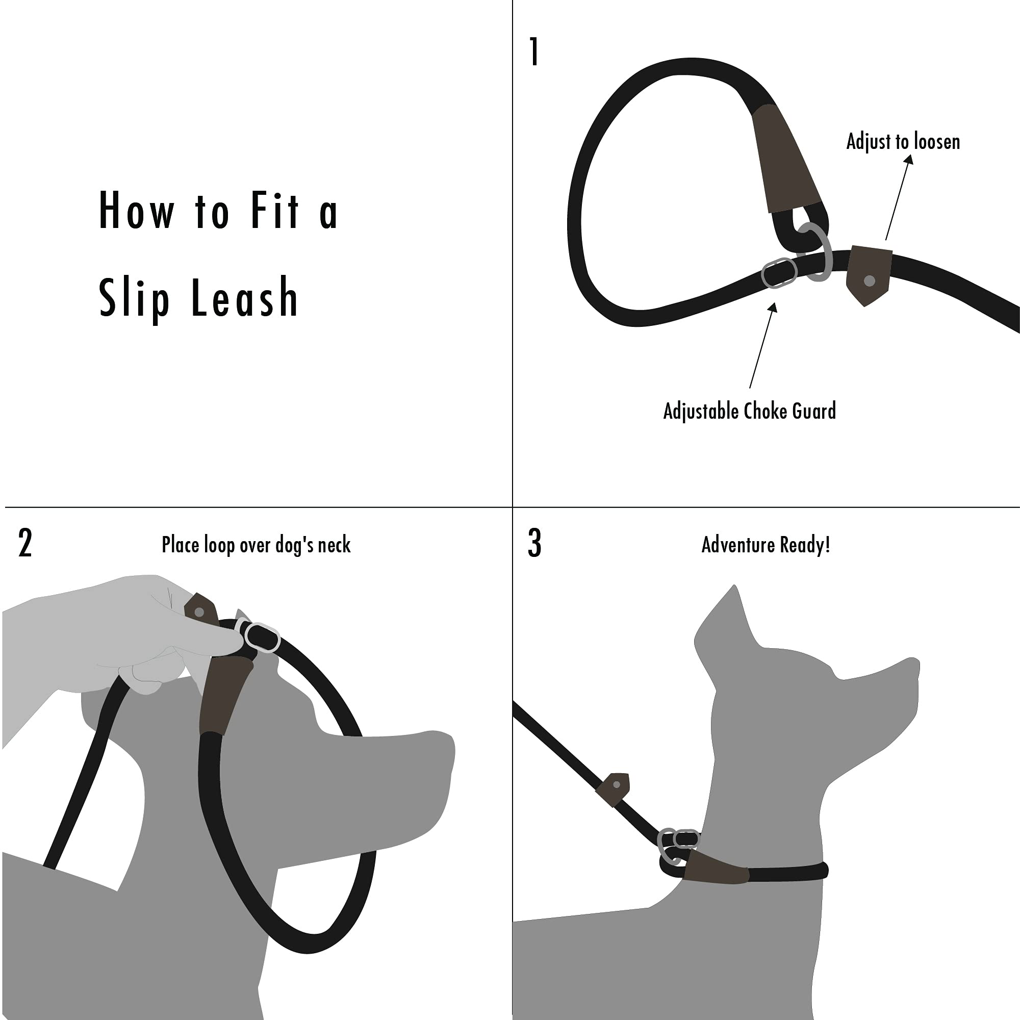 Friends Forever Dog Rope Leash - Durable, Reflective, 6ft, Black, Heavy Duty Training Slip Lead for Large, Medium, Small Pets