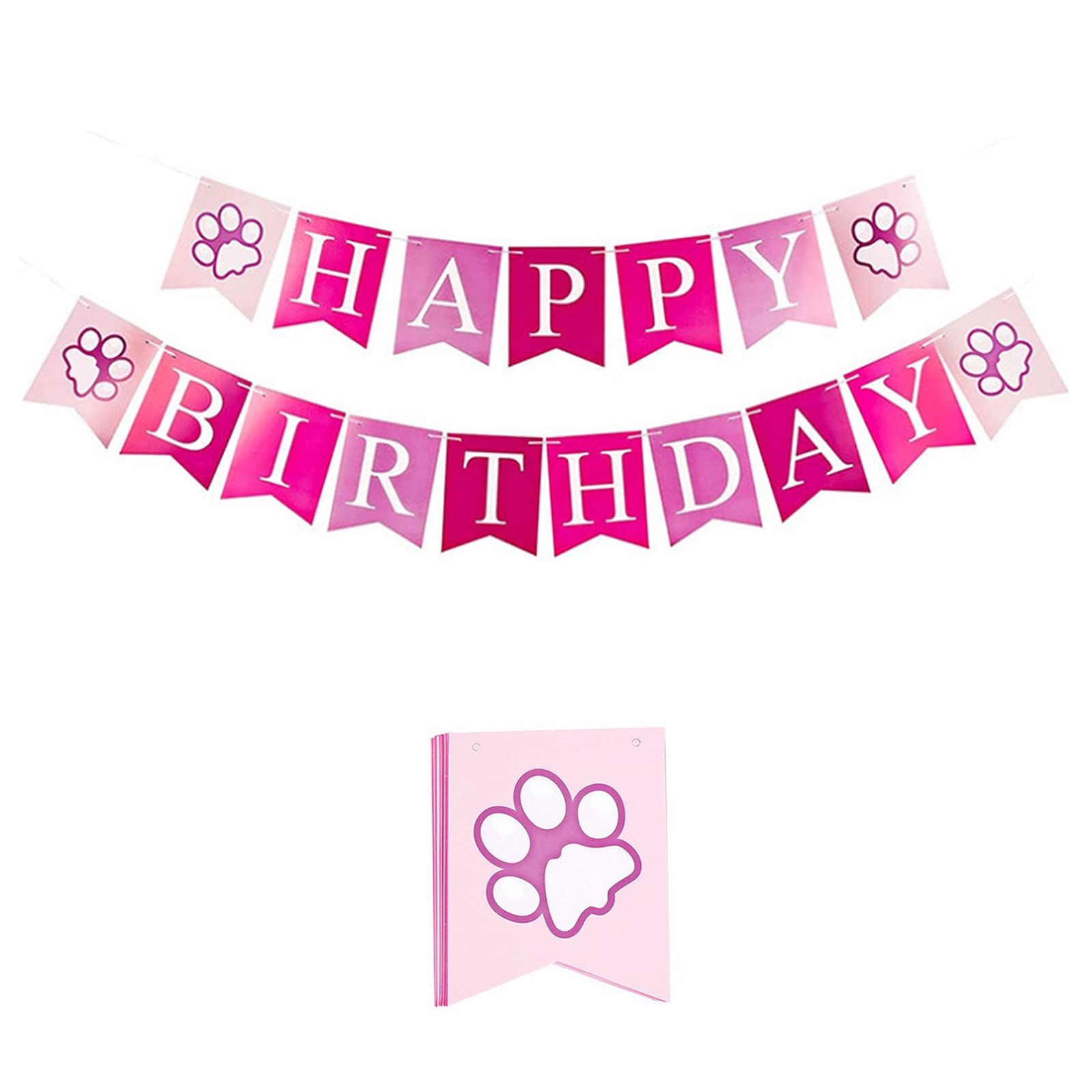 Dog Birthday Bandana Hat Scarf Set, Dog Birthday Party Supplies Dog Bandana Hat Scarfs Happy Birthday Banner With Cute Dog Bow Tie Collar Boy Girl Puppy Birthday Hat Scarf Classic Plaid Design (Pink)