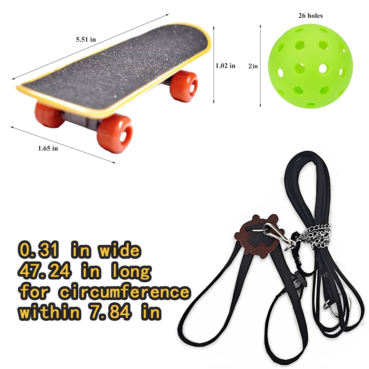 Adjustable Tortoise Leash, Skateboard Set, Treat Ball, Training Harness For Turtle, Dragon, Bearded Lizard, Small Pets - Pet Toy