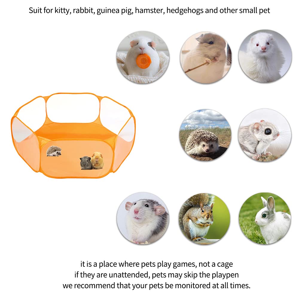 Small Animals C&C Cage Tent, Breathable & Transparent Pet Playpen Pop Open Outdoor/Indoor Exercise Fence, Portable Yard Fence fo