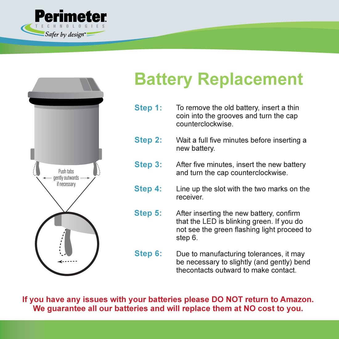 Perimeter Technologies Four Pack Invisible Fence Dog Fence Batteries, Model IFA-001-4, Compatible with R21/R51 Receiver Collars